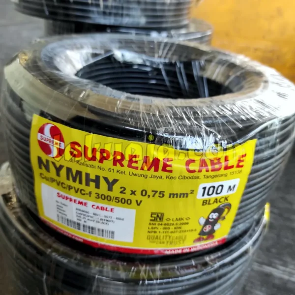 kabel-listrik-nymhy-black-2x0.75-mm-supreme-roll-100-mtr